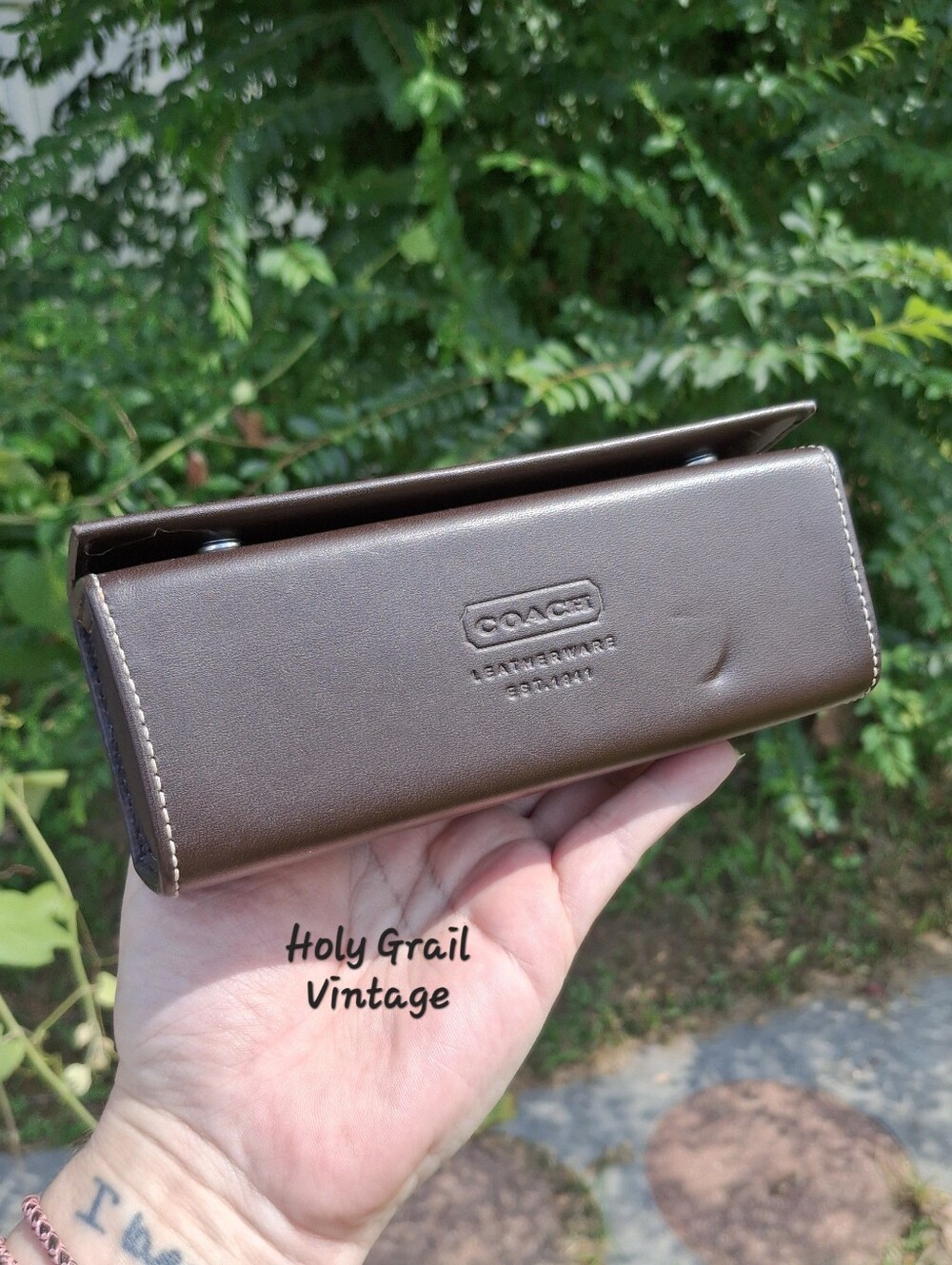 Vintage Y2K Coach Mahogany Brown Leather Hard Eyeglasses/Sunglasses Case